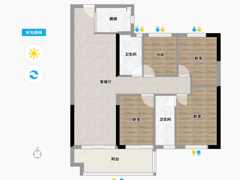 福建省-莆田市-皇庭美域·外滩玉玺-89.00-户型库-采光通风