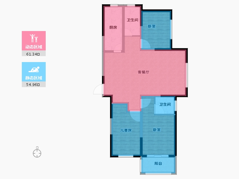 河南省-郑州市-锦雍水之郡-104.40-户型库-动静分区