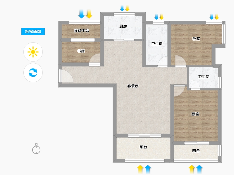 浙江省-绍兴市-天际海悦-82.13-户型库-采光通风