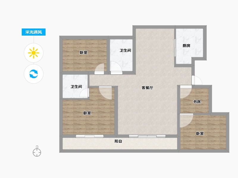 山东省-菏泽市-东明大洋福邸-99.00-户型库-采光通风