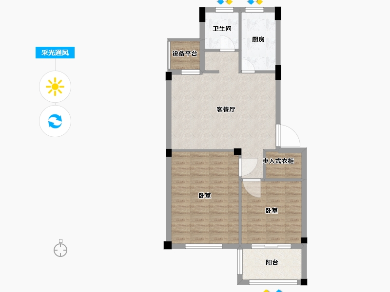 浙江省-舟山市-金鹰海悦府-69.00-户型库-采光通风