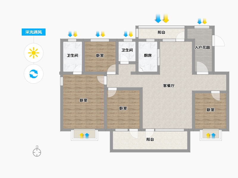 山东省-菏泽市-阜丰君悦城-123.00-户型库-采光通风