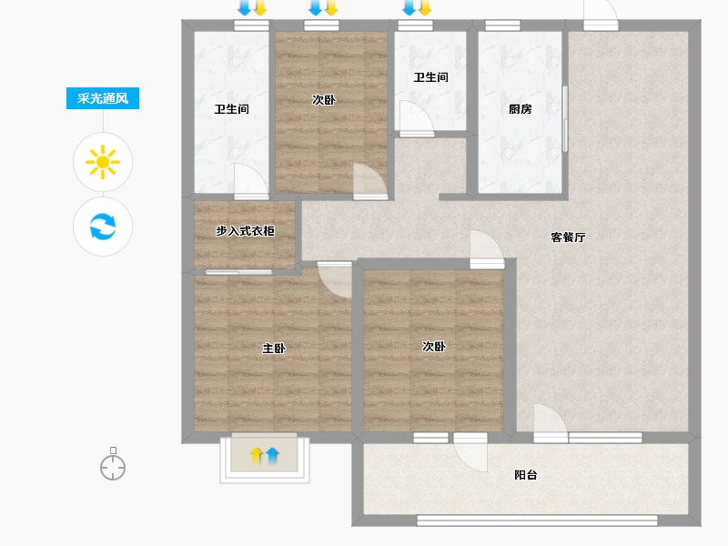 山东省-青岛市-万科新都会-94.00-户型库-采光通风