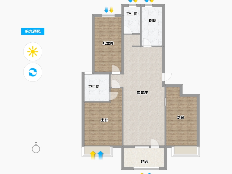 山东省-潍坊市-湖畔樾山-112.00-户型库-采光通风