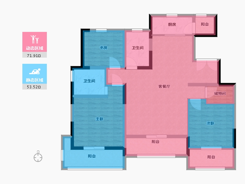 山东省-青岛市-缦沙半岛-111.00-户型库-动静分区