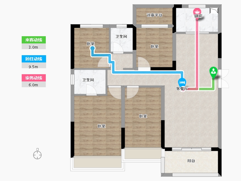 安徽省-合肥市-华南城紫荆名都四期锦园-102.00-户型库-动静线