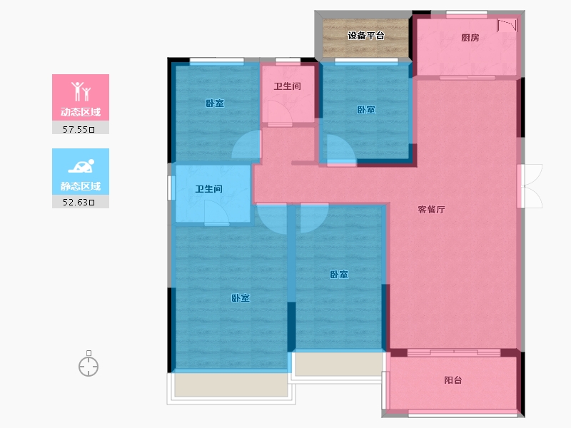 安徽省-合肥市-华南城紫荆名都四期锦园-102.00-户型库-动静分区