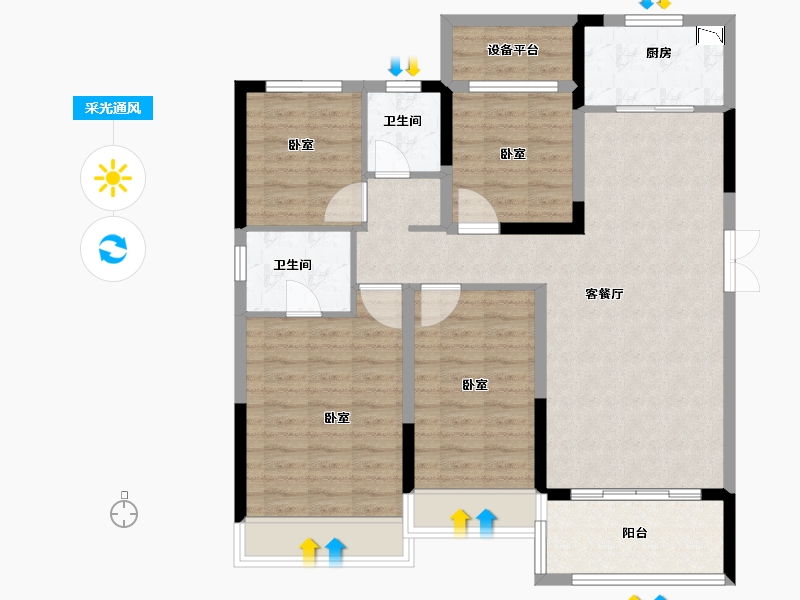 安徽省-合肥市-华南城紫荆名都四期锦园-102.00-户型库-采光通风