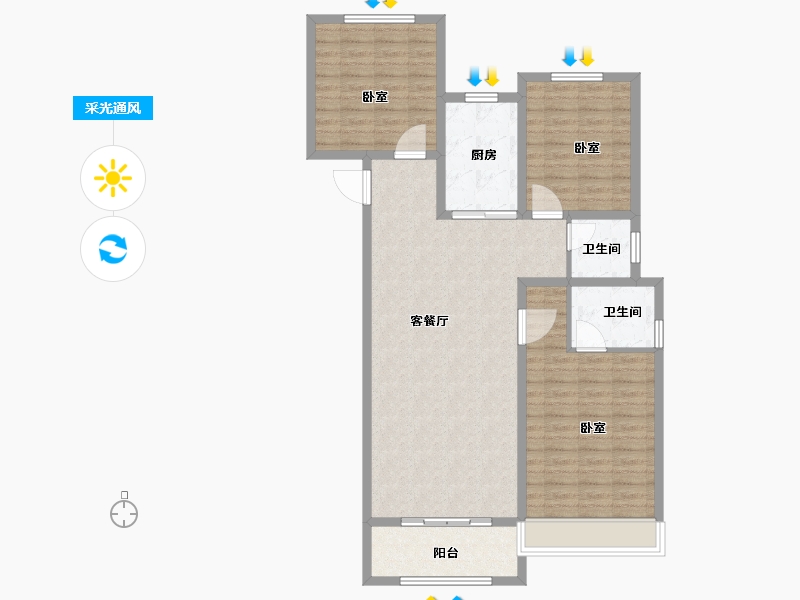 山东省-菏泽市-洪盛锦绣城-107.00-户型库-采光通风