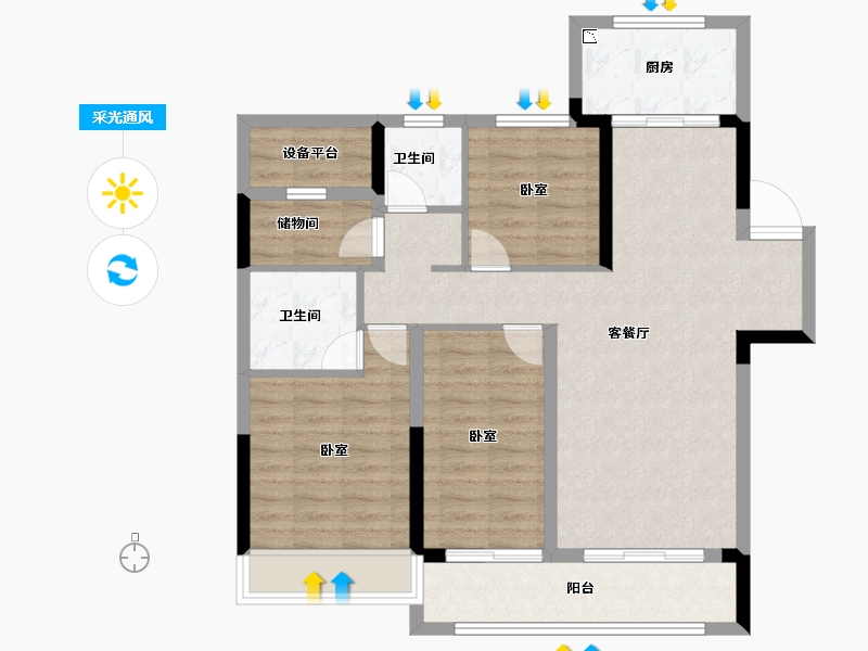 安徽省-合肥市-力高澜湖前城-91.01-户型库-采光通风