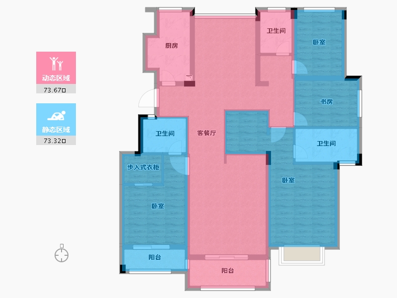 浙江省-绍兴市-杭钢万科紫晶首府-131.00-户型库-动静分区