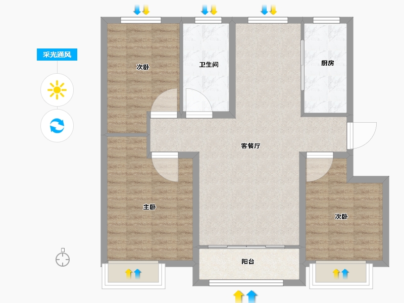 山东省-济南市-名流广场-86.01-户型库-采光通风