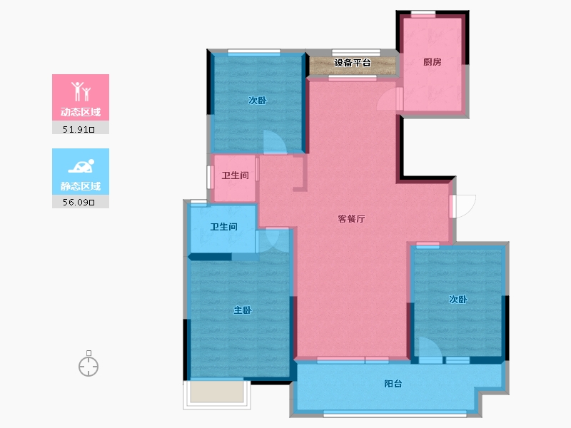 山东省-潍坊市-天泰紫金府-97.96-户型库-动静分区