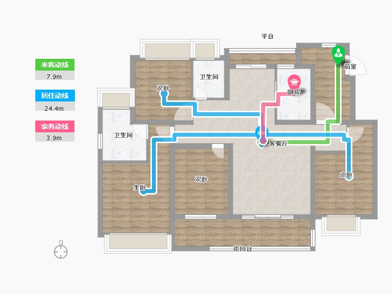 安徽省-宣城市-昊域公园四季-112.00-户型库-动静线