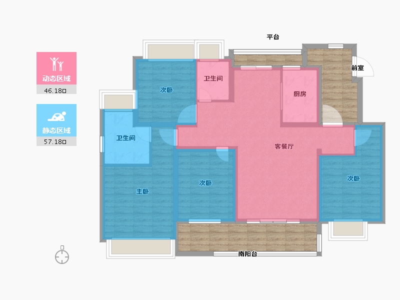 安徽省-宣城市-昊域公园四季-112.00-户型库-动静分区