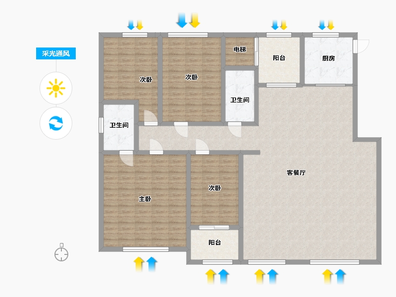 山东省-潍坊市-玉兰里-173.60-户型库-采光通风