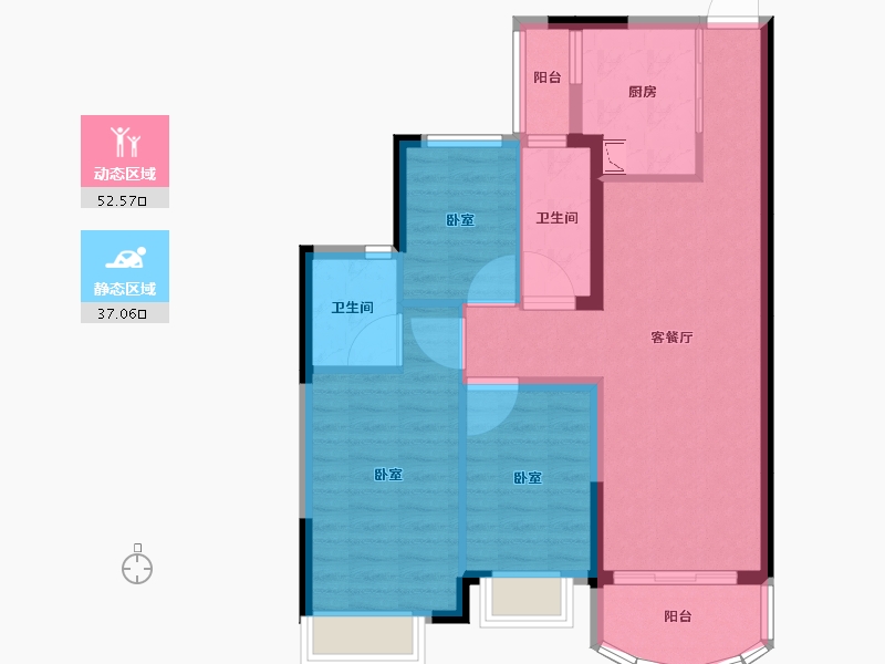 安徽省-合肥市-新滨湖恒大文化旅游城-80.00-户型库-动静分区