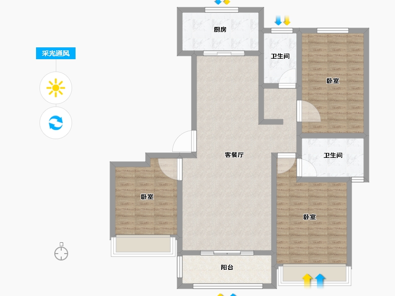 河南省-安阳市-天悦华府-110.10-户型库-采光通风