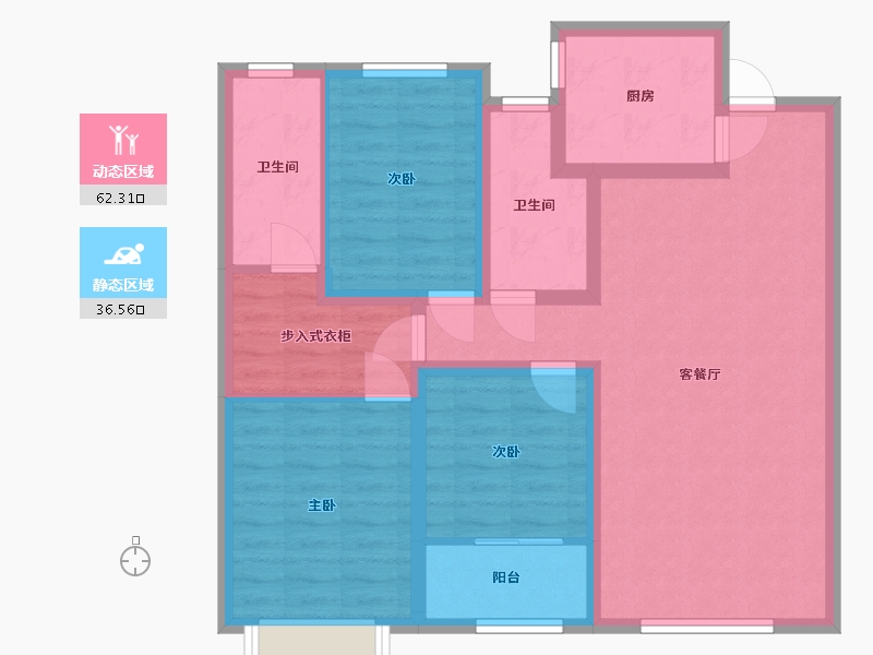 山东省-潍坊市-恒信·领峰-87.50-户型库-动静分区