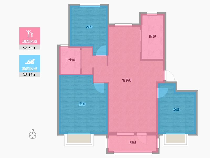 山东省-济南市-银丰唐郡玫瑰园-80.75-户型库-动静分区