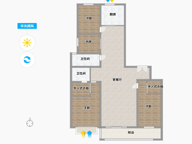 山东省-潍坊市-梧桐小院-158.58-户型库-采光通风