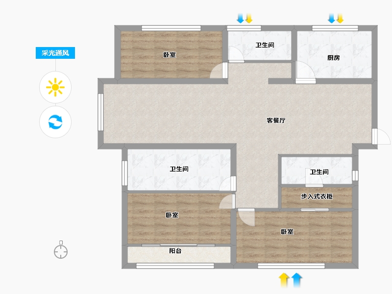 山东省-菏泽市-天华新天地-102.00-户型库-采光通风