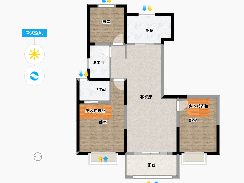 河南省-安阳市-佳田未来城和府-105.22-户型库-采光通风