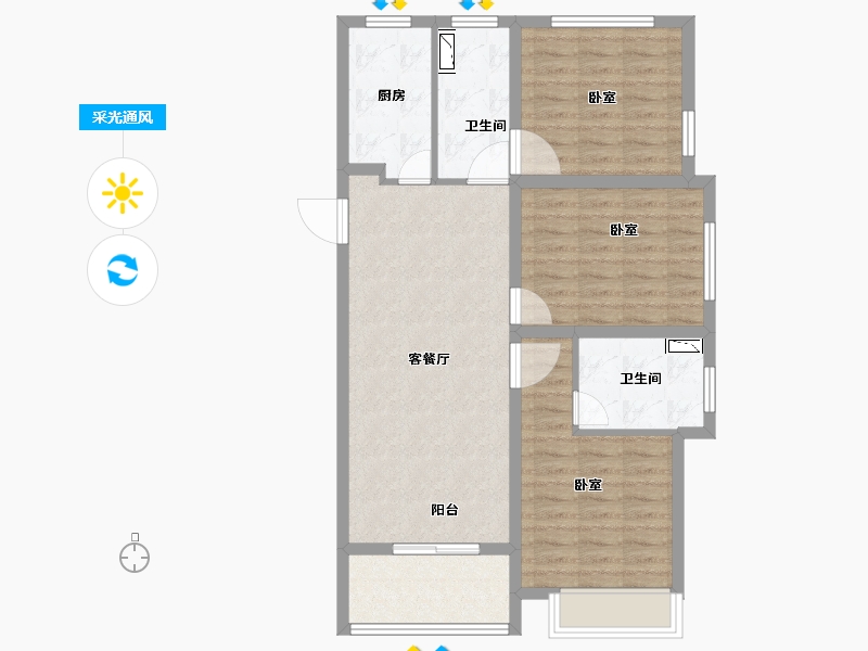 浙江省-舟山市-宝龙天地广场-86.01-户型库-采光通风