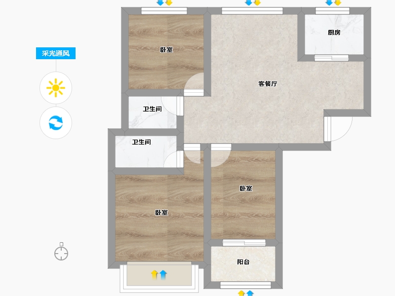 河南省-鹤壁市-中山花园-54.87-户型库-采光通风