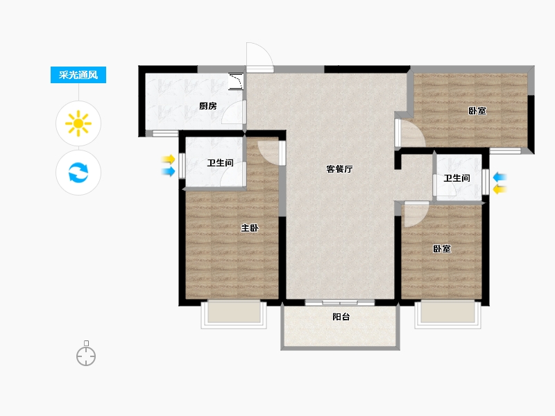 河南省-洛阳市-科弘国风龙樾-100.22-户型库-采光通风