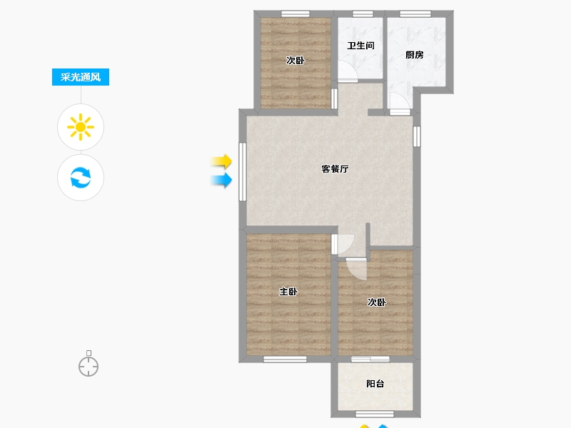 山东省-潍坊市-中房幸福名都-74.30-户型库-采光通风