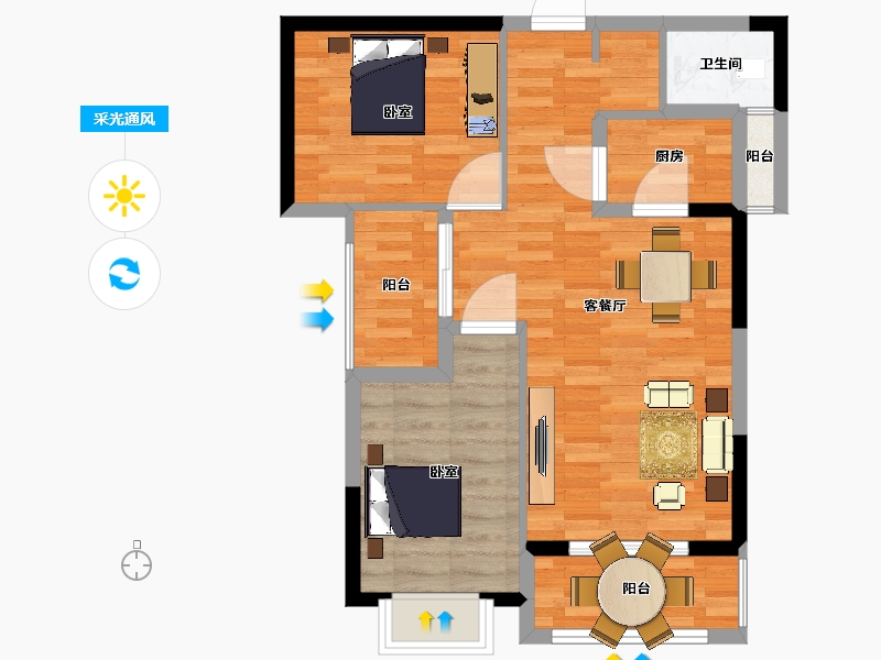 福建省-漳州市-中扬国际城-67.39-户型库-采光通风