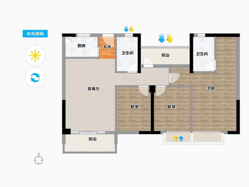 福建省-漳州市-大唐名门印象-101.58-户型库-采光通风