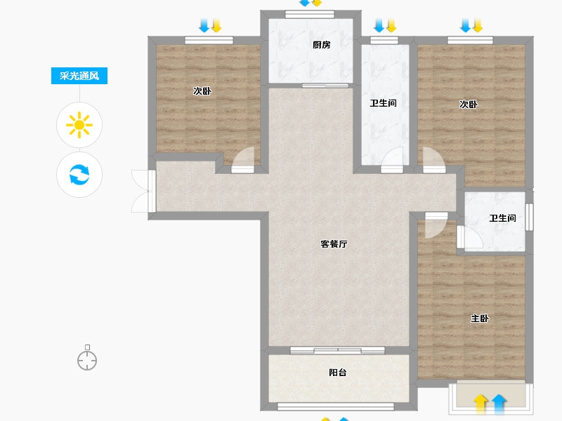 河南省-洛阳市-香堤湾-101.00-户型库-采光通风