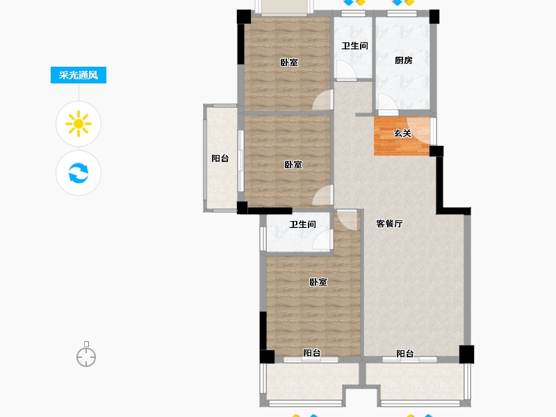 福建省-漳州市-兴博广场-108.68-户型库-采光通风