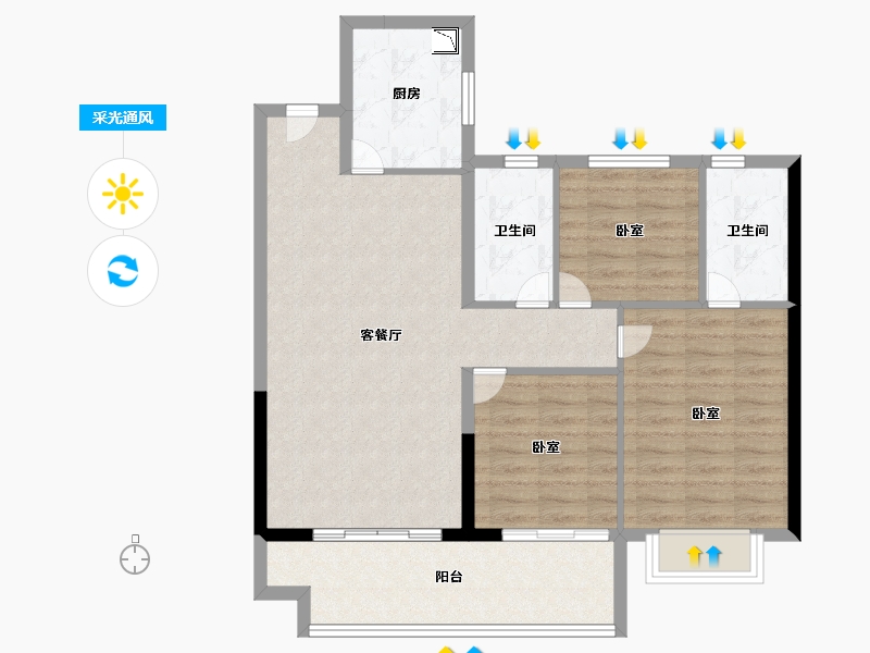 福建省-莆田市-联发世茂云图-90.00-户型库-采光通风