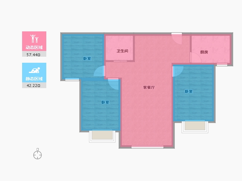 新疆维吾尔自治区-乌鲁木齐市-金茂丝路小镇海棠花园-90.00-户型库-动静分区