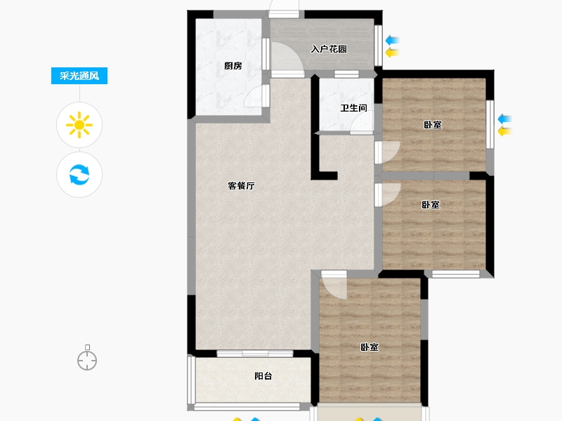 山东省-菏泽市-康地君佳-90.00-户型库-采光通风