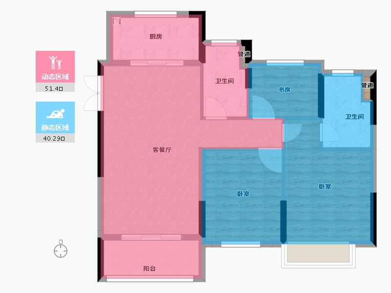 浙江省-宁波市-荣安桂语嵩江-83.00-户型库-动静分区