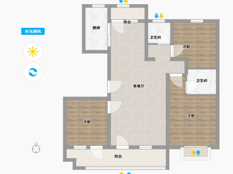 山东省-青岛市-银盛泰博观锦岸-96.01-户型库-采光通风