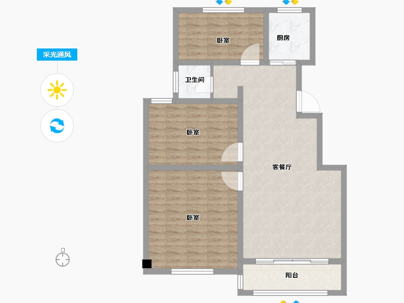 山东省-枣庄市-蟠龙湖·景苑-89.96-户型库-采光通风