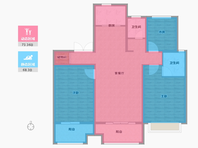 山东省-济南市-绿地海珀天沅-128.10-户型库-动静分区