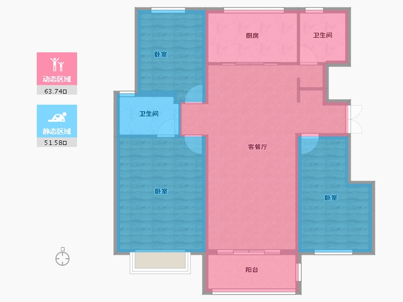 山东省-菏泽市-巨野枫叶正红（枫庭骊景）-104.17-户型库-动静分区