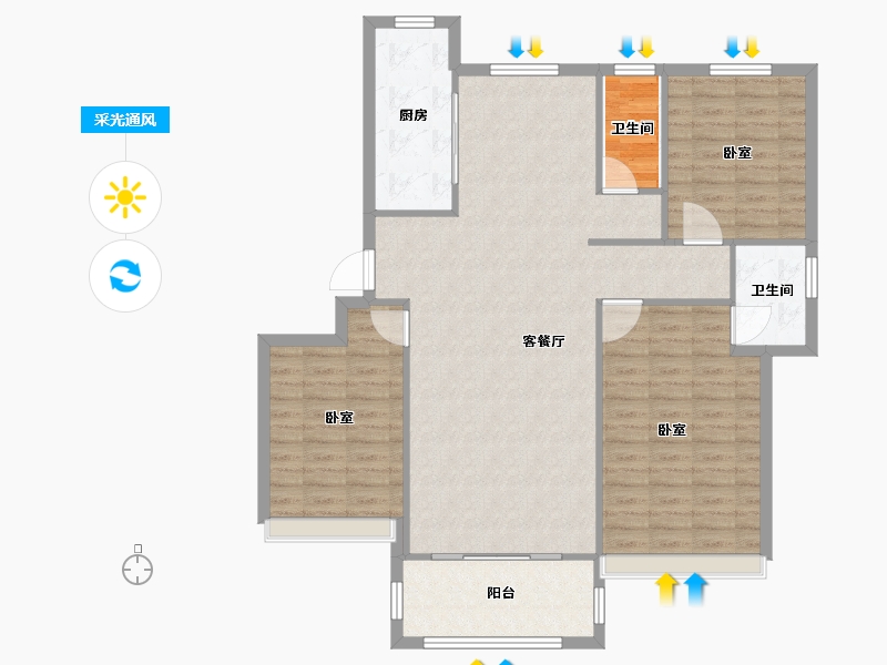 河南省-安阳市-新城国际三期-110.60-户型库-采光通风