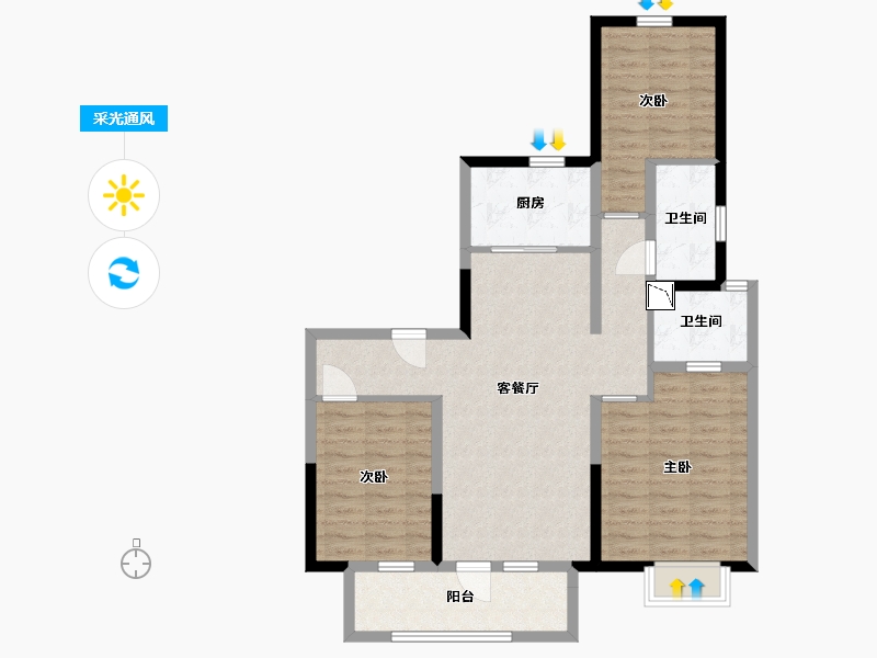 山东省-青岛市-公元景樾公馆-92.00-户型库-采光通风