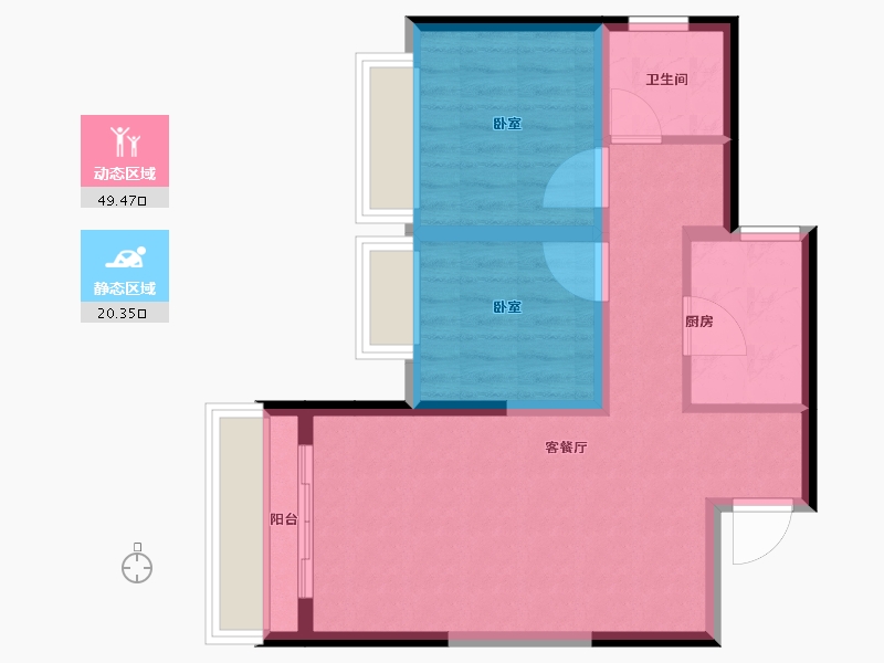 河南省-郑州市-阳光城丽景湾-62.00-户型库-动静分区