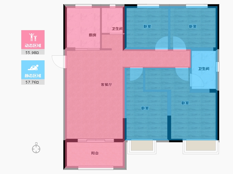 河南省-郑州市-阳光城丽景湾-102.00-户型库-动静分区