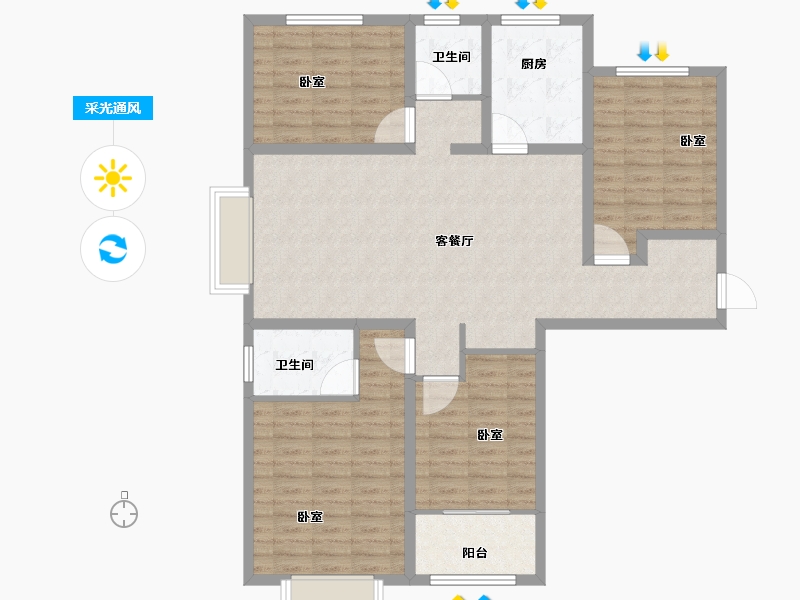 山东省-菏泽市-城建翰林华庭-118.01-户型库-采光通风