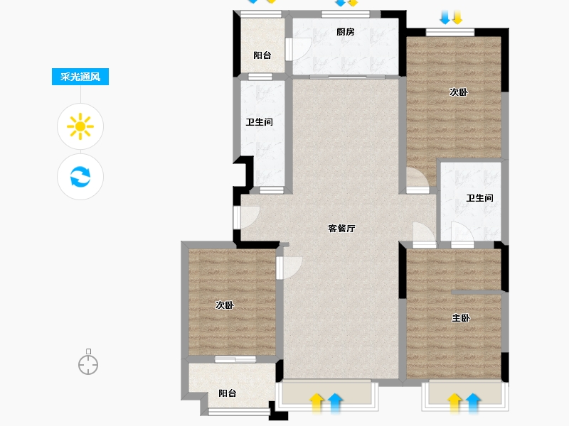 山东省-潍坊市-霞飞6号-108.00-户型库-采光通风