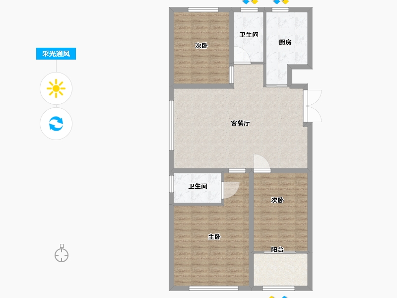 山东省-潍坊市-华安凤凰嘉苑-103.40-户型库-采光通风